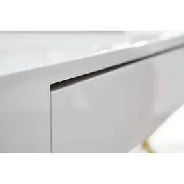 KADIMA DESIGN Hochglanz-Weißer Schreibtisch, Goldene Beine, Modern, 2 Schubladen