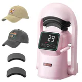 Vevor automatische Hut-Hitzepresse mit 2 austauschbaren Platten, automatisches Öffnen und Lösen, Touchscreen für Zeit- und Temperaturregelung, Wärmeübertragungsdruck für Kappen Hüte, Pink