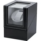 Mcbazel Automatik Uhrenbeweger 1 Uhr aus PU-Leder, leiser Watch Winder für Automatikuhren – Uhrenbeweger mit japanischem Motor, Batteriebetrieb oder Netzteil, schwarz