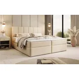 Luxusbetten24 Boxspringbett Aurelia Kunstleder mit Stauraum Beige 180x200 ohne Topper - Beige