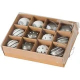 Boltze Weihnachtskugel Lola Ø 3 cm grau weiß 12 er Set
