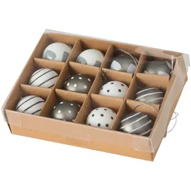 Boltze Weihnachtskugel Lola Ø 3 cm grau weiß 12 er Set