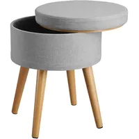 Tectake tectake® Sitzhocker mit Stauraum, rund, gepolstert, in Leinenoptik