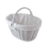 MyBer® Einkaufskorb Rattankorb Weidenkorb Flaschenkorb Geschenkkorb geflochten BTH 43/33/25-35cm stabiler Tragekorb aus Weide K13-113-W-W