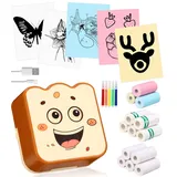 SOBEAU Mini Drucker,Taschendrucker,Mobiler Fotodrucker,Wireless Fotodrucker Thermodrucker mit 13 Rollen Druckerpapie und 5 Buntstifte,Smartphone Bluetooth Drucker für Notizen, Journal
