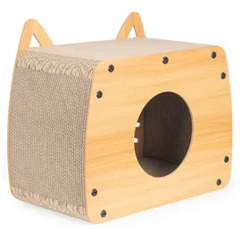 Coil Kratztonne, Katzenhöhle, Katzenkratzbaum, Katzenbett, Katzenliege, Umweltfreundliches Bett, Kratzpappe, MDF, Höhe: 40 cm