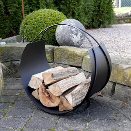VASNER Holzkorb Metall 58 x 58 x 38 cm Schwarz
