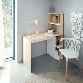 Dmora - Schreibtisch, Peekskill, 110 x 52 x 136 cm, Weiß und Eiche