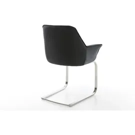 DeLife Freischwinger Kaira-Flex Echt-Leder Schwarz Freischwinger flach Edelstahl
