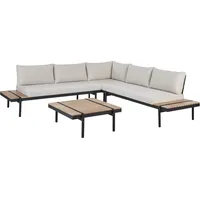 Beliani Lounge Set Hellbraun Eukalyptusholz 4-Teilig 5-Sitzer Garten-Ecksofa mit