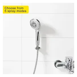 Intirilife Duschkopf Handbrause mit 5 Funktionen in Silber - Universaler Brausekopf mit umweltfreundlicher Wasser-Stopp-Funktion Duschbrause