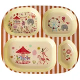Rice Kinderteller mit 4er Einteilung pink Fun Fair Print