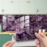 Lukery Fliesenaufkleber, 20 Stück PVC Klebefliesen Küche, Marmormuster Küchenrückwand Klebefliesen, Bodenaufkleber Fliesenaufkleber Bad für Möbel Wand Schrank (Lila Marmor,15x15cm)