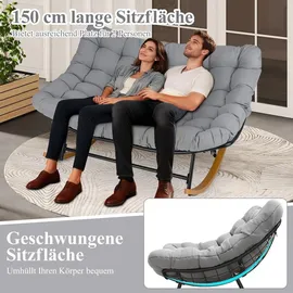 Costway Schaukelsessel Polyester 320 x 100 x 80 cm Schwarz/Naturbelassen/Grau mit Kissen