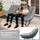 Costway Schaukelsessel Polyester 320 x 100 x 80 cm Schwarz/Naturbelassen/Grau mit Kissen