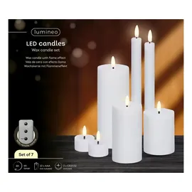Lumineo LED Wachskerzen 7 St. weiß