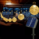 Auting Solar LED lichterkette balkon außen,Solar Kristall Kugeln Warmweiß 60 LEDs 11M 8 Modi Außer Innen Lichter Beleuchtung für Garten,Bäume,Terrasse,Weihnachten,Partys