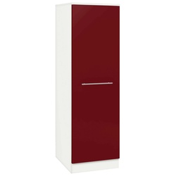 Seitenschrank WIHO KÜCHEN „Flexi2“ Schränke Gr. B/H/T: 50 cm x 165 cm x 57 cm, front: rot glanz, korpus: weiß Seitenschrank
