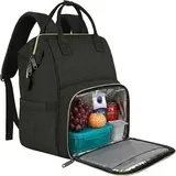 【Summer Cooler Bag】Damen Reise-Lunch-Rucksack, 15,6 Zoll isolierter Laptop-Rucksack mit USB-Anschluss, wasserdichte Kühltasche für Herren College Business, Schwarz