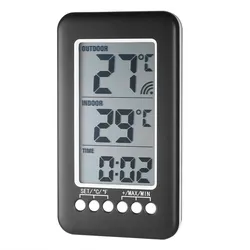 LCD-Grad Celsius Digitales kabelloses Innen-/Außenthermometer, Uhr, Temperaturmesser mit Übertragung