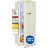 Exquisit Retro-Kühlschrank, 229 Liter,5 Ablagen, RKS325-V-H-161E magnolienweiss