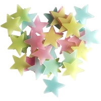 HugeStore 50 Stück Leuchtsterne Sterne Aufkleber Leuchtsticker Wandaufkleber Dekoration für Kinderzimmer und Schlafzimmer Bunt