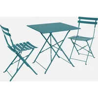 sweeek Klappbarer Bistro-Gartentisch aus Metall 70 x 70 cm, mit 2 Stühlen - sweeek