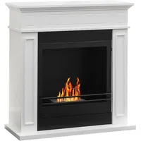 Bioethanol-Kamin Dstijepovi, Ökologischer Kamin, Rauchfreies Feuer, Heizung mit Ethanol, Made in Italy, 91x28 h90 cm, Weiß - Dmora