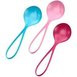 Liebeskugel-Set 'Loveballs Training' | verschiedene Gewichte, 100% Silikon Satisfyer Beckenbodentrainer 3 St blau