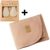 Cloby Bundle aus Leather Clips + Cloby Sun Protection Blanket, Cloby Farben:Coconut Brown, Cloby Clip:Beige/Grey