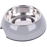 Dehner Hunde- und Katzennapf, Ø 22 cm, Höhe 6 cm, 700 ml, Melamin/Edelstahl/Gummi, grau