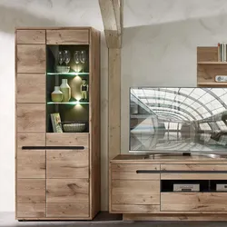 Innostyle Vitrine »BELLANO«, Viking Oak Nature Innostyle Front: Viking Oak Nature MDF, Korpus: außen Viking Oak Nature Nachbidlungen, innen Graphit Nachbildung