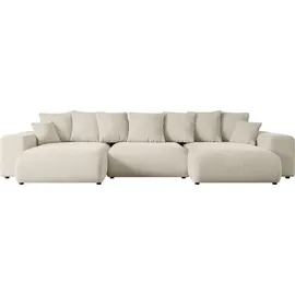 altdecor Eckcouch Samt U-Form 3-Sitzer Beige/Braun