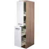 FlexWell Apothekerschrank, Sonoma Eiche, Weiß Hochglanz, Holzwerkstoff, einzeln stellbar, 30x161.6x57 cm, Made in Germany, individuell planbar, Küchen, Küchenmöbel, Küchenschränke, Apothekerschränke