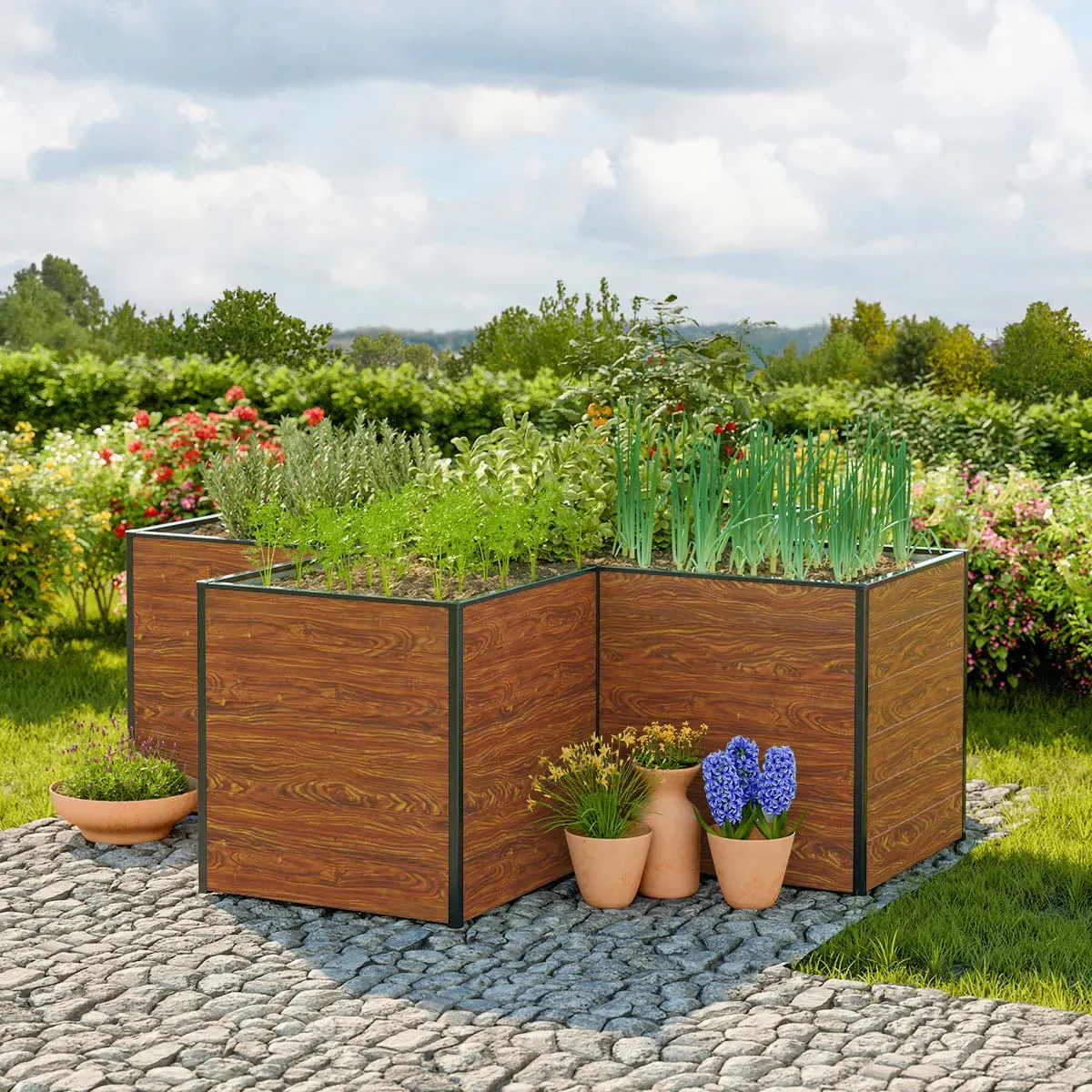 GFP Hobby 225 x 225 x 77 cm Hochbeet, Holzoptik - (GFPV00562)
