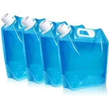 4 Stück Faltbarer Wasserkanister, Wasserkanister 10L, Tragbare Wasseraufbewahrungsbeutel, Auslaufsicherer, Gefrierfähiger Camping-Trägertank für Den Außenbereich für Sport, Camping, Wandern