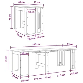 vidaXL Esstisch 240 x 85 x 75 cm braun