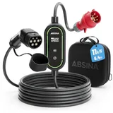 ABSINA Ladekabel CEE 16A auf Typ 2 mit Einstellbarer Ladeleistung - Mobile Wallbox 11kW 16A 3 phasig IP67 mit 6,4 m Kabel - Elektroauto Wallbox CEE für i3, e-Up, ID.3, ID.4, Zoe, fortwo, Kona UVM