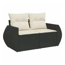 vidaXL Gartensofa 2-Sitzer Loungesofa schwarz