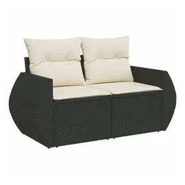 vidaXL Gartensofa 2-Sitzer Loungesofa schwarz