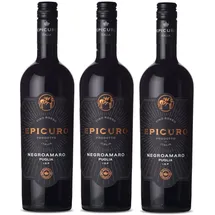 Rotwein Epicuro Negroamaro Puglia IGP feinfruchtig aus Italien 750ml 3er Pack