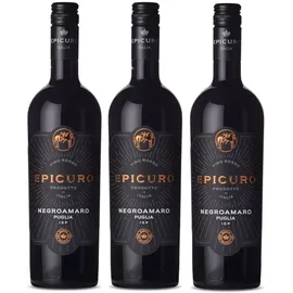 Rotwein Epicuro Negroamaro Puglia IGP feinfruchtig aus Italien 750ml 3er Pack