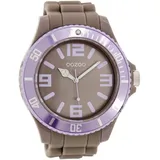 Oozoo Herrenuhr mit Silikonarmband Bicolor Zweifarbig 48 MM Taupe/Flieder C5839