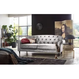 Atlantic Home Collection Couch Samtvelours 2-Sitzer Grau