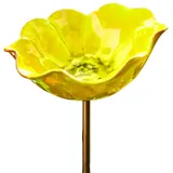 FOUTP Bunte Metall Blumenstecker mit Vogeltränke und Bienenstation Wetterfeste Gartenstecker Deko für Außen Garten Rasen und Blumenbeet (1PC Gelb)