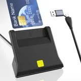 Chipkartenlesegerät SIM Kartenleser, SmartCard Reader USB C/A-Anschluss 2-IN-1, Kontakt Smart Card Reader für OnlineBanking/sicherer Zugang zu Netzwerken und PCs/Sozialversicherungs,Kompatibel Windows