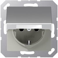 Jung A1520KLPLAL Zentralplatte für SCHUKO®-Steckdosen, Klappdeckel, Serie A