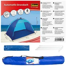 IDENA Automatik, Strandzelt UV40+ mit Tragetasche blau/türkis 190x100x110cm