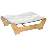 MC Star Hängematte mit Gestell für Katzen 68x43x20cm erhöhtes Katzennest (mit weichem Kissen aus Kiefernholz) beige