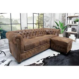 Riess-Ambiente 3er Sofa Chesterfield - 205cm antik braun mit Knopfheftung und Federkern